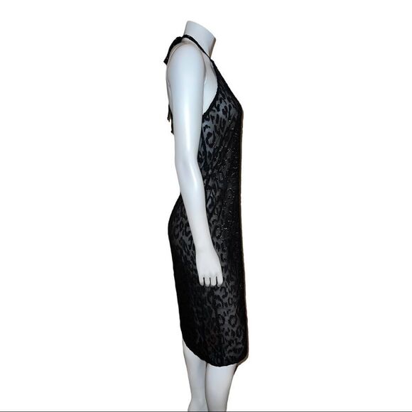 Miken Juniors' Lurex Animal-Print Midi Cover-Up Dress Black Small NWT - Picture 5 of 6